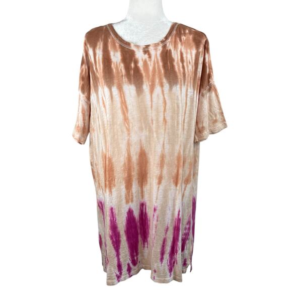 Z Supply Delta Sahara Tie Dye Mini T-Shirt Dress Short Sleeve Medium NWT - Picture 2 of 15